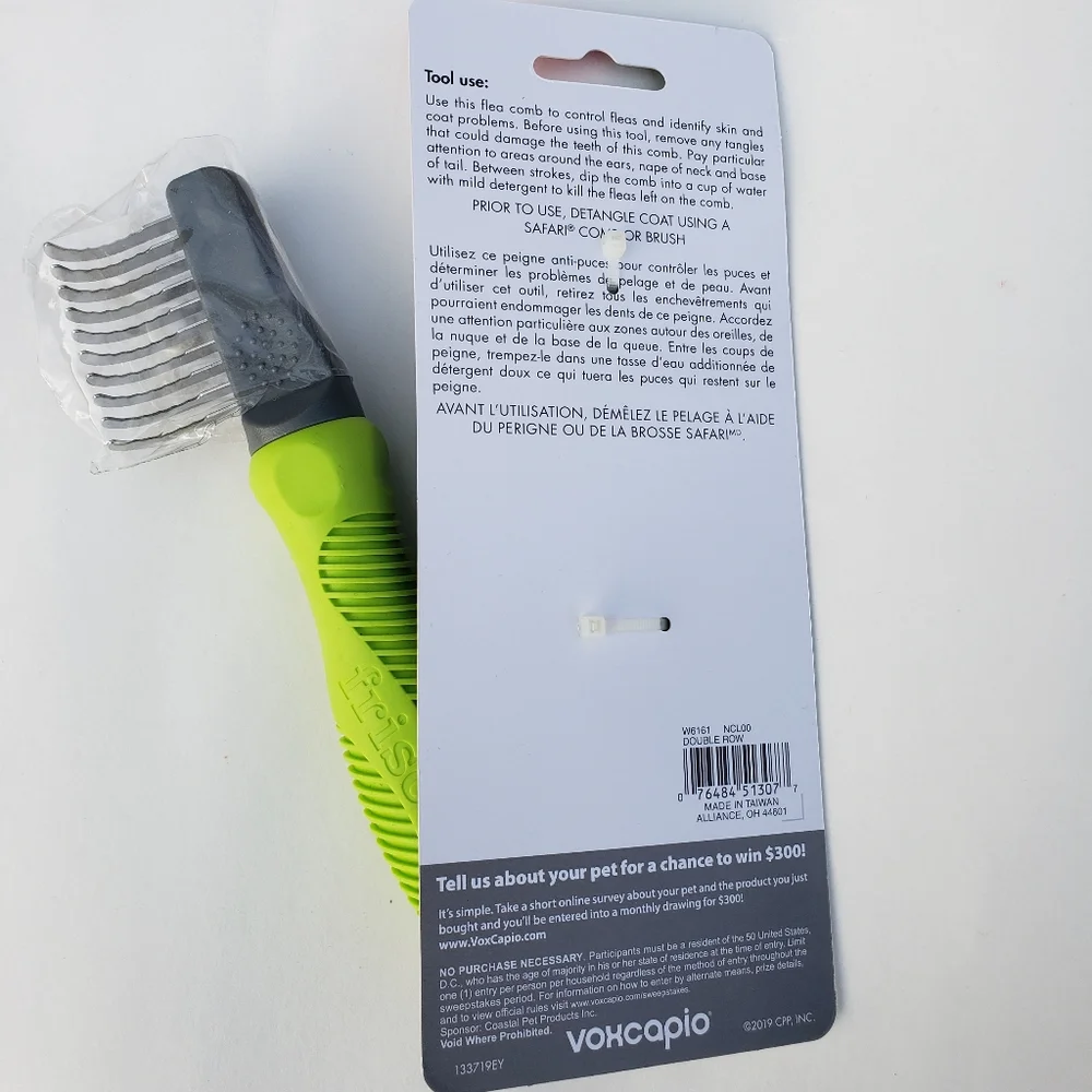 💥Dog double row flea comb and grooming rake bundle
